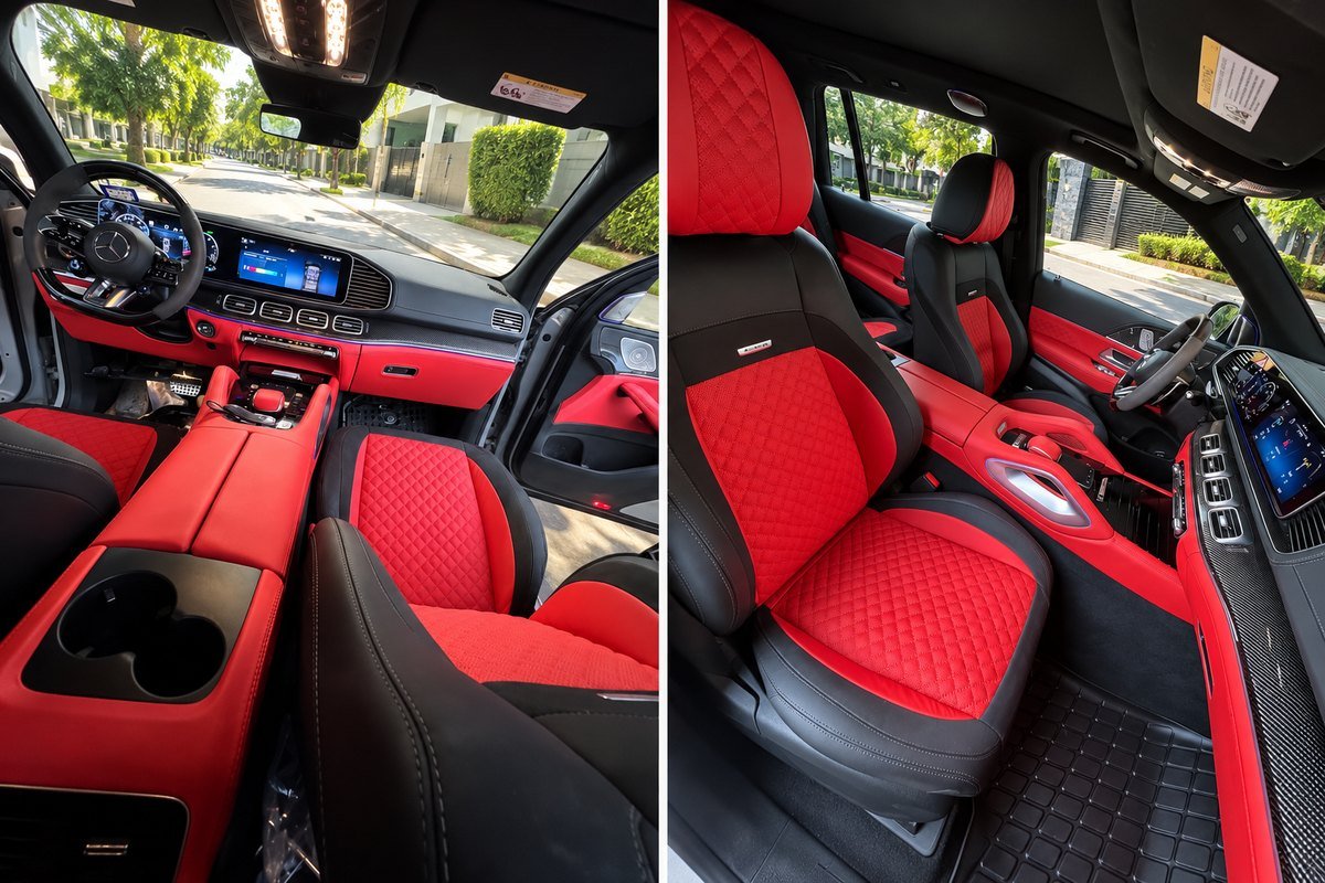 Mercedes-AMG red and black Alcantara custom interior